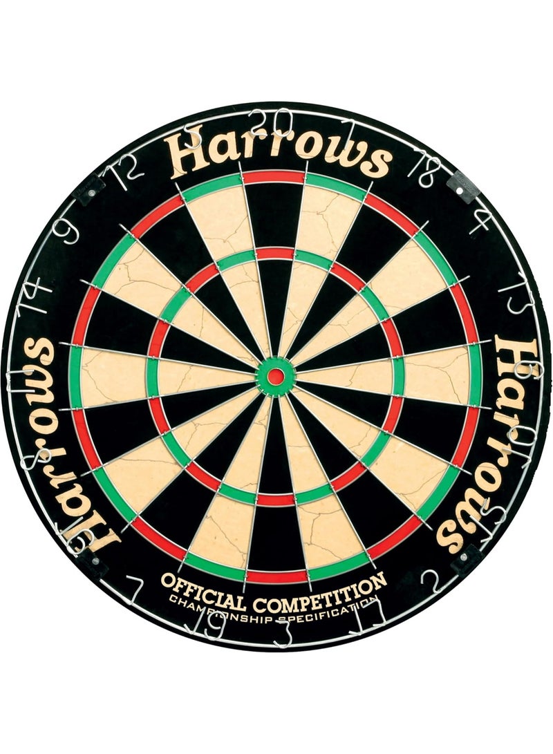 Harrows Official Competition Bristle Dartboard – International Championship Grade | Staple-Free Bullseye & High-Tensile Steel Wiring - Image 1